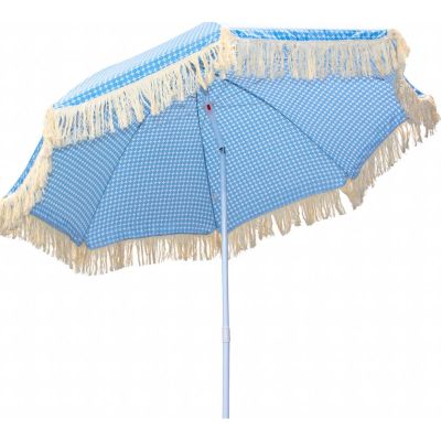 9. BEACH AND GARDEN UMBRELLA WITH FRINGE 174 CM BLUE