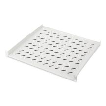 Digitus Fixed shelf 19", 1U, depth 400 mm, load capacity 15 kg, 2-point mounting, gray, screws included.