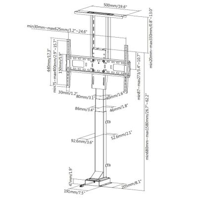 7. LCD TV mount (motorized) - Plastic, Aluminum, Steel - Screen size: 94-165.1 cm (37"-65")