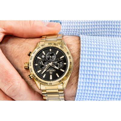 5. Men's Watch Giewont Chronograph Sapphire Gold Black GW9580-B4