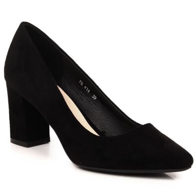 13. Sergio Leone W SK403A black suede pumps on a block heel