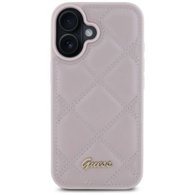 3. Guess Quilted Metal Logo iPhone 16 Case - Pink