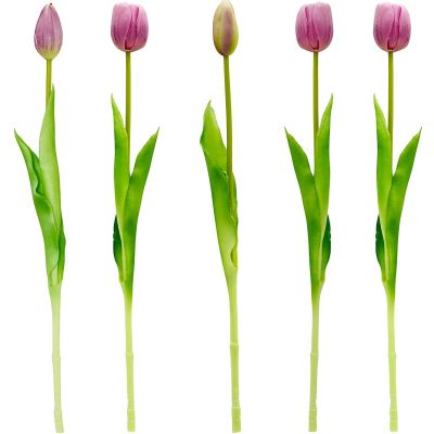 18. BOUQUET OF 5 PURPLE TULIPS 39 CM LIFE-LIKE SPRING DECORATION