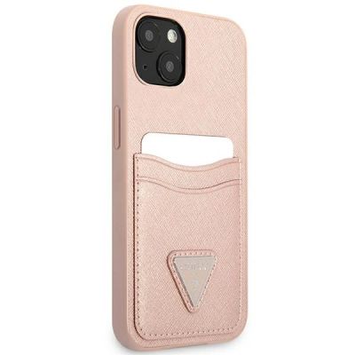 4. Guess GUHCP13SPSATPP iPhone 13 mini 5,4 "pink / pink hardcase SaffianoTriangle Logo Cardslot