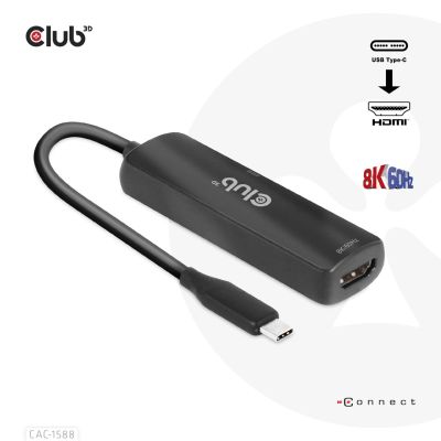 9. CLUB3D CAC-1588 Cable Adapter 0.17m USB Type-C HDMI Black