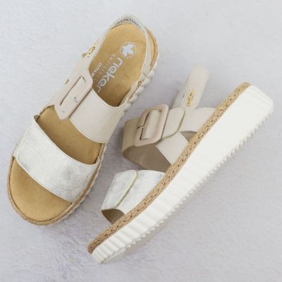 3. Women's beige wedge sandals Rieker 69260-60