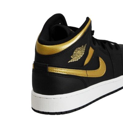6. Air Jordan 1 Mid Junior (GS) Basketball Shoe Black/Metallic Gold - DQ8423-071