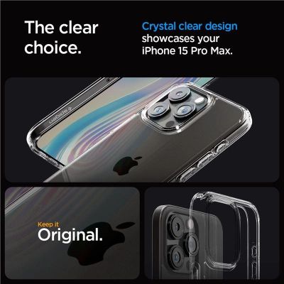 4. Spigen Crystal Hybrid Case for iPhone 15 Pro Max - Clear