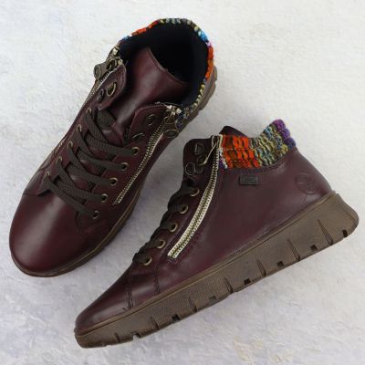 4. Women's leather ankle boots, burgundy, Rieker N1305-35