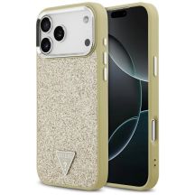 Guess Glitter Triangle Logo MagSafe Case for iPhone 17 Pro Max - Gold