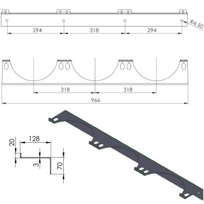 2. Wall holder for 3 gas cylinders, max. diameter 250 mm PRO-LINE cylinders