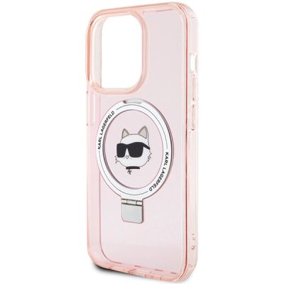 6. Karl Lagerfeld KLHMP15LHMRSCHP iPhone 15 Pro 6.1" pink/pink hardcase Ring Stand Choupette Head MagSafe