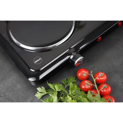 10. ELDOM ELECTRIC TWO-BURNER STOVE PG22 2500W, SMOOTH TEMPERATURE REGULATION, PLATE DIAMETERS 18.5 CM + 15.5 CM