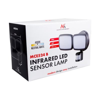 11. MACLEAN LED WALL LAMP, WITH PIR SENSOR, 20W, 1500LM, IP65, NEUTRAL WHITE 4000K, BLACK MCE524 B