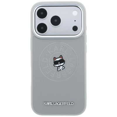 3. Karl Lagerfeld Point & Choupette Sketch MagSafe Case for iPhone 18 Pro Max / 17 Pro Max - Gray