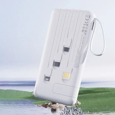 3. Dudao K11 10000mAh Powerbank with Built-in Cables - White