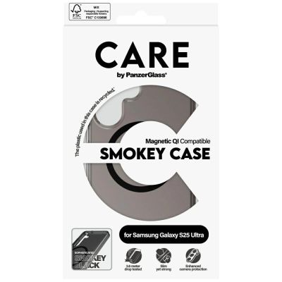 4. CARE by PanzerGlass Flagship Urban Combat Black QI Case for Samsung Galaxy S25 Ultra - Semi-transparent Smoke