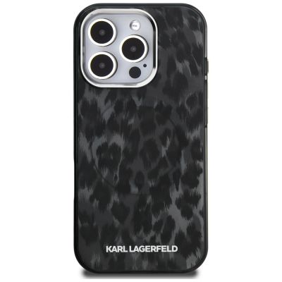 3. Karl Lagerfeld IML Leopard Pattern MagSafe Case for iPhone 16 Pro Max - Black
