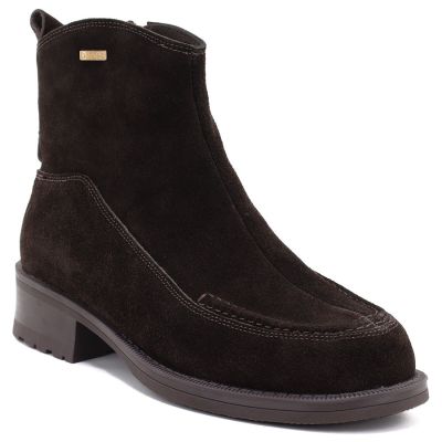 Women's leather ankle boots with stitching, chocolate Big Star