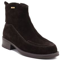 Women's leather ankle boots with stitching, chocolate Big Star