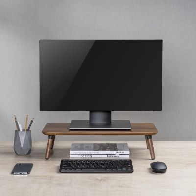 3. Maclean wooden monitor/laptop stand, (500x240x120mm), black walnut, max. 20kg, MC-930