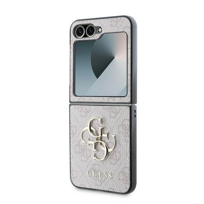 6. Guess Leather 4G Metal Logo Case for Samsung Galaxy Z Flip 6 - Pink