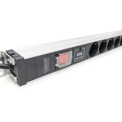 10. Digitus Power strip with aluminum profile, with switch and surge protection, 12 sockets with protective contacts, power cord