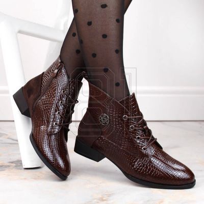 3. Filippo W PAW478B brown patent leather ankle boots with insulated crocodile skin