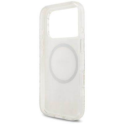 7. Guess IML Flowers Electro Pearl Strap MagSafe Case for iPhone 17 Pro - White