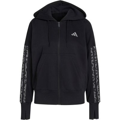 2. Women's adidas Seasonal Essentials Animal Print 3-Stripes Full-Zip Hooded Sweatshirt Black KS8002