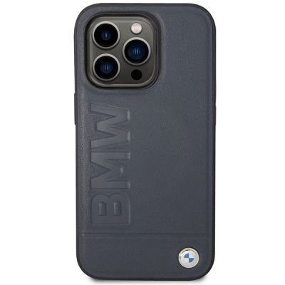 3. Case BMW BMHMP14XSLLNA iPhone 14 Pro Max 6.7" navy/navy hardcase Leather Hot Stamp MagSafe