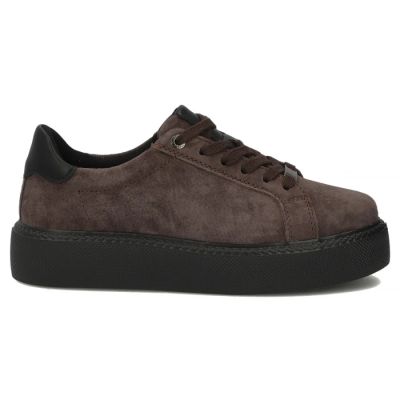 3. Women's leather platform sneakers, brown, Filippo DP6119
