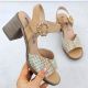 Women’s Beige Woven Block-Heel Sandals M.Daszyński MR24125-4