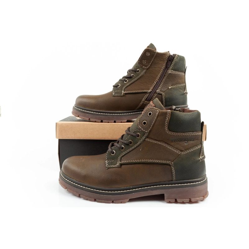 10. Wrangler Allan Mid men's boots Chelsea boots elegant leather green brown