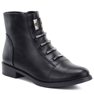 Women's black flat ankle boots M.Daszyński SA62-126
