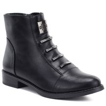 Women's black flat ankle boots M.Daszyński SA62-126