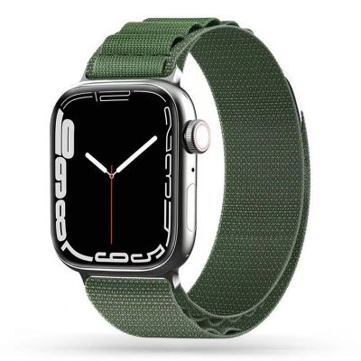 7. Tech-Protect Nylon Pro Strap for Apple Watch 4 / 5 / 6 / 7 / 8 / 9 / SE / Ultra 1 / 2 (42/44/45/49 mm) - Dark Green