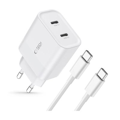 2. Tech-Protect C20W 2x USB-C PD 20W charger with USB-C / USB-C cable - white