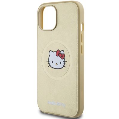 6. Hello Kitty Leather Kitty Head MagSafe case for iPhone 15 - gold