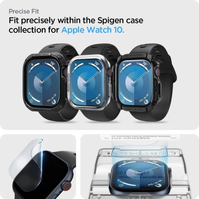 12. Spigen Elite Shield ”EZ FIT” Hybrid Glass 2-PACK for Apple Watch 10 (46MM) - Clear
