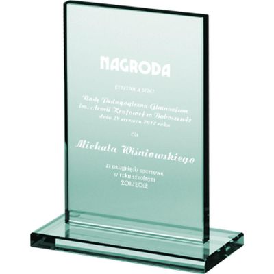 7. Engraved glass trophy