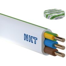 Flat wire installation cable YDYP 3X 2.5 ŻO NKT white 450/750V Class 1