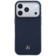 3. Mercedes Leather Semi Wrap Wood Effect MagSafe Case for iPhone 17 Pro Max - Navy Blue