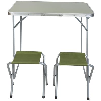 3. FOLDABLE CAMPING TABLE 80X60X70CM AND 2 CHAIRS GREEN