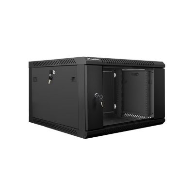 7. Lanberg WF01-6606-10B single-section cabinet (6U; 368mm / 600mm / 600 mm; wall-mounted; Glass; 19''; black)