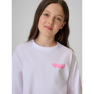 3. Girls' loose T-shirt with print 4F 4FJRSS26TTSHF3910-10S