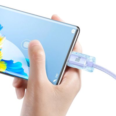 3. Baseus Crystal Shine Series cable USB cable for fast charging and data transfer USB Type A - USB Type C 100W 1.2m purple (CAJY000405)