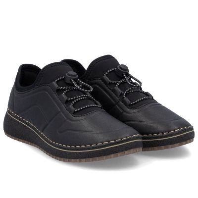 2. Rieker 50960-00 women's leather high-heeled shoes, black