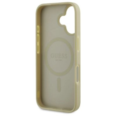 7. Guess Saffiano Peony Classic Logo MagSafe case for iPhone 16 - gold