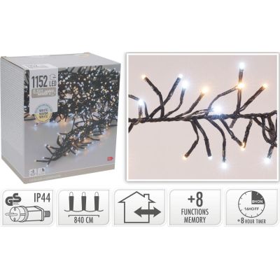 4. CHRISTMAS TREE LIGHTS LIGHT CHAIN 1152 LED TIMER COOL AND WARM WHITE